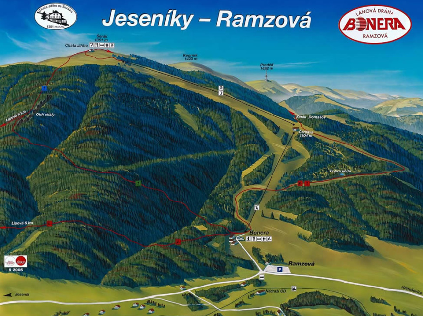 Mapa ośrodka narciarskiego Bonera Ramzová