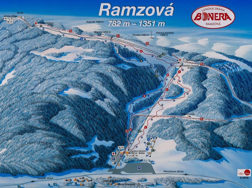 Mapa orodka narciarskiego Bonera Ramzov